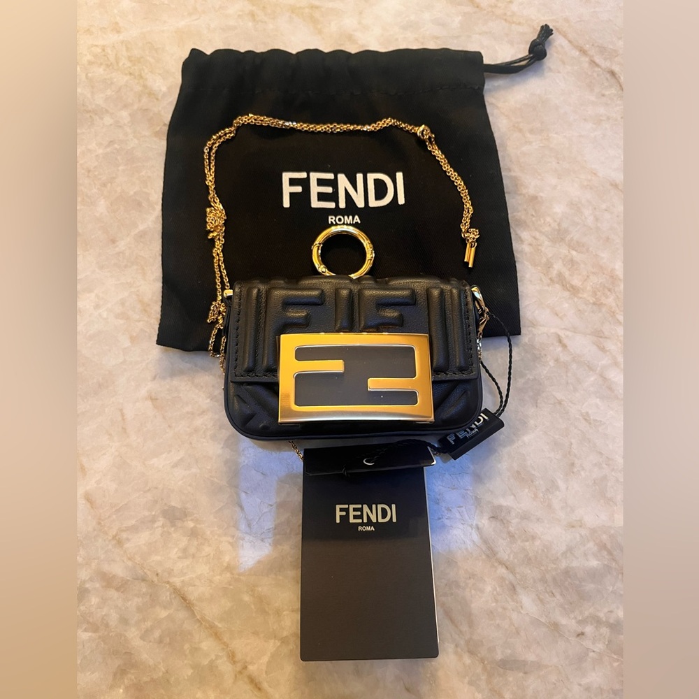FENDI Nappa Matisse FF Embossed Nano Baguette